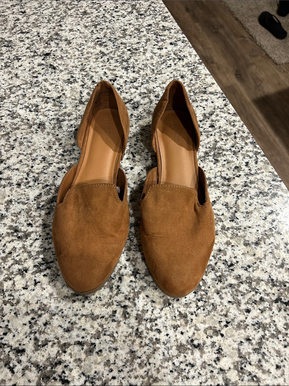 Universal Thread Women's Suede D'Orsay Flats in Cognac Brown